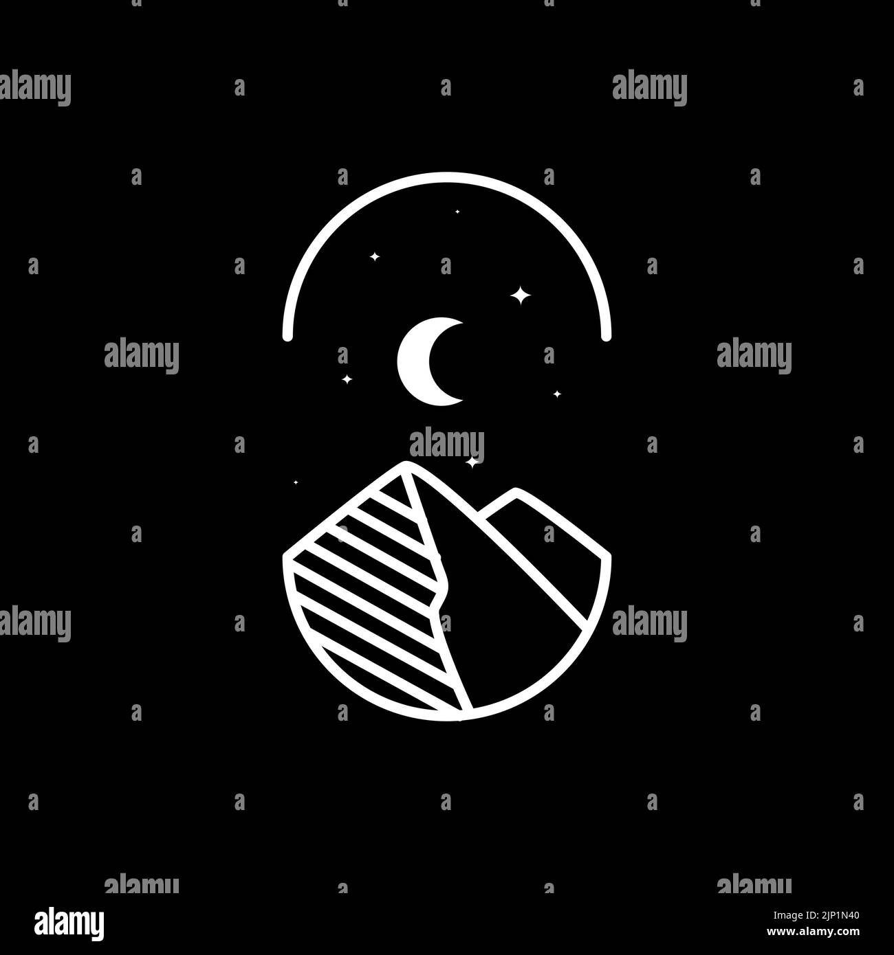 design esthétique du logo de croissant de montagne night lines Illustration de Vecteur