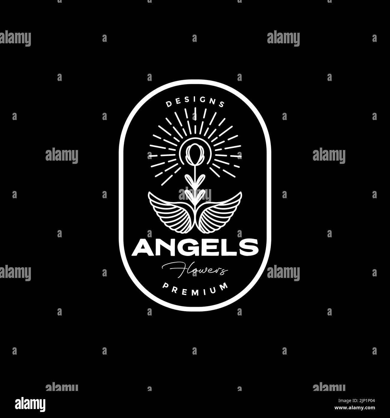 ailes avec logo vintage flower sunburst Illustration de Vecteur