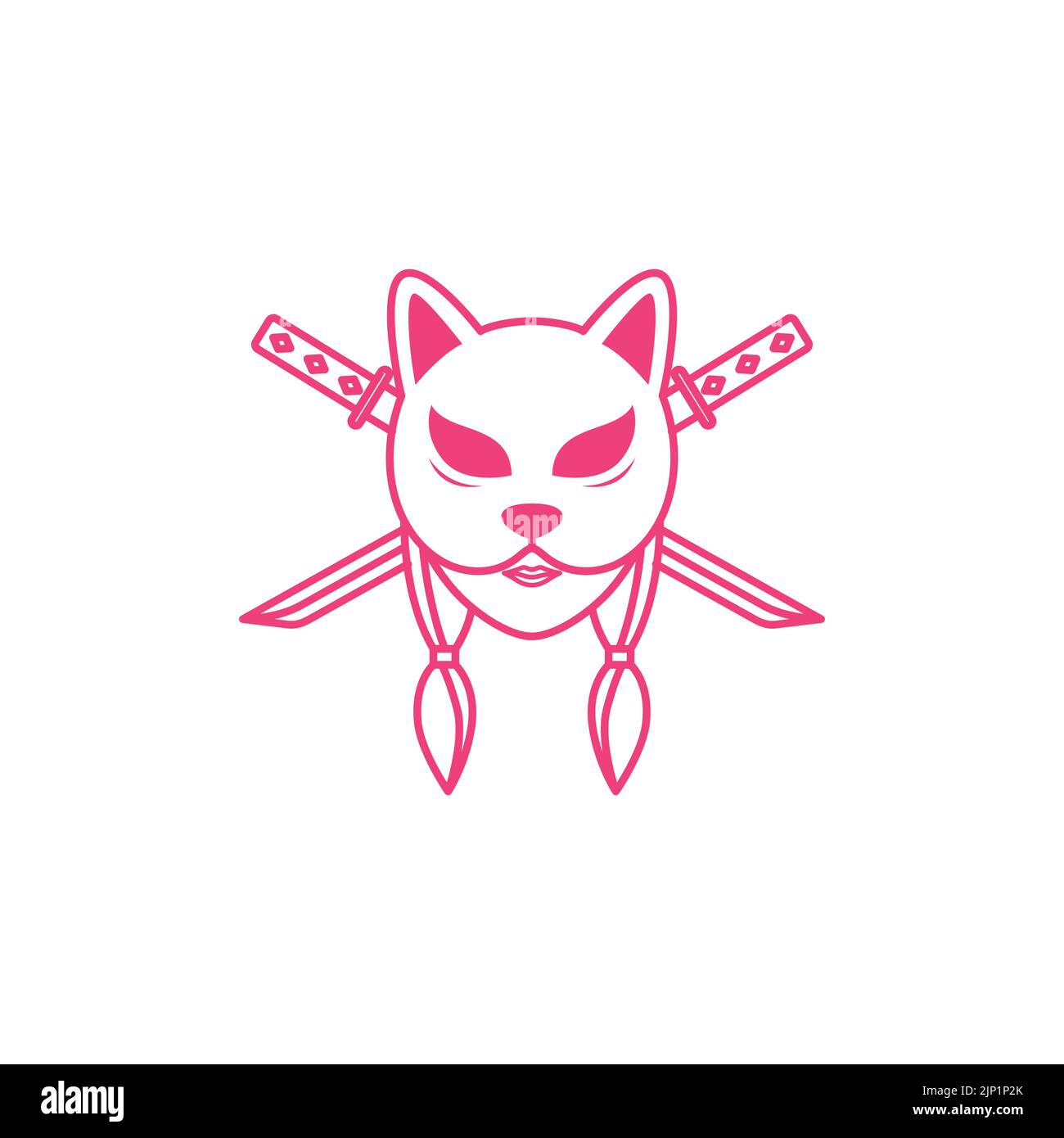 chaton féminin avec logo swords Illustration de Vecteur