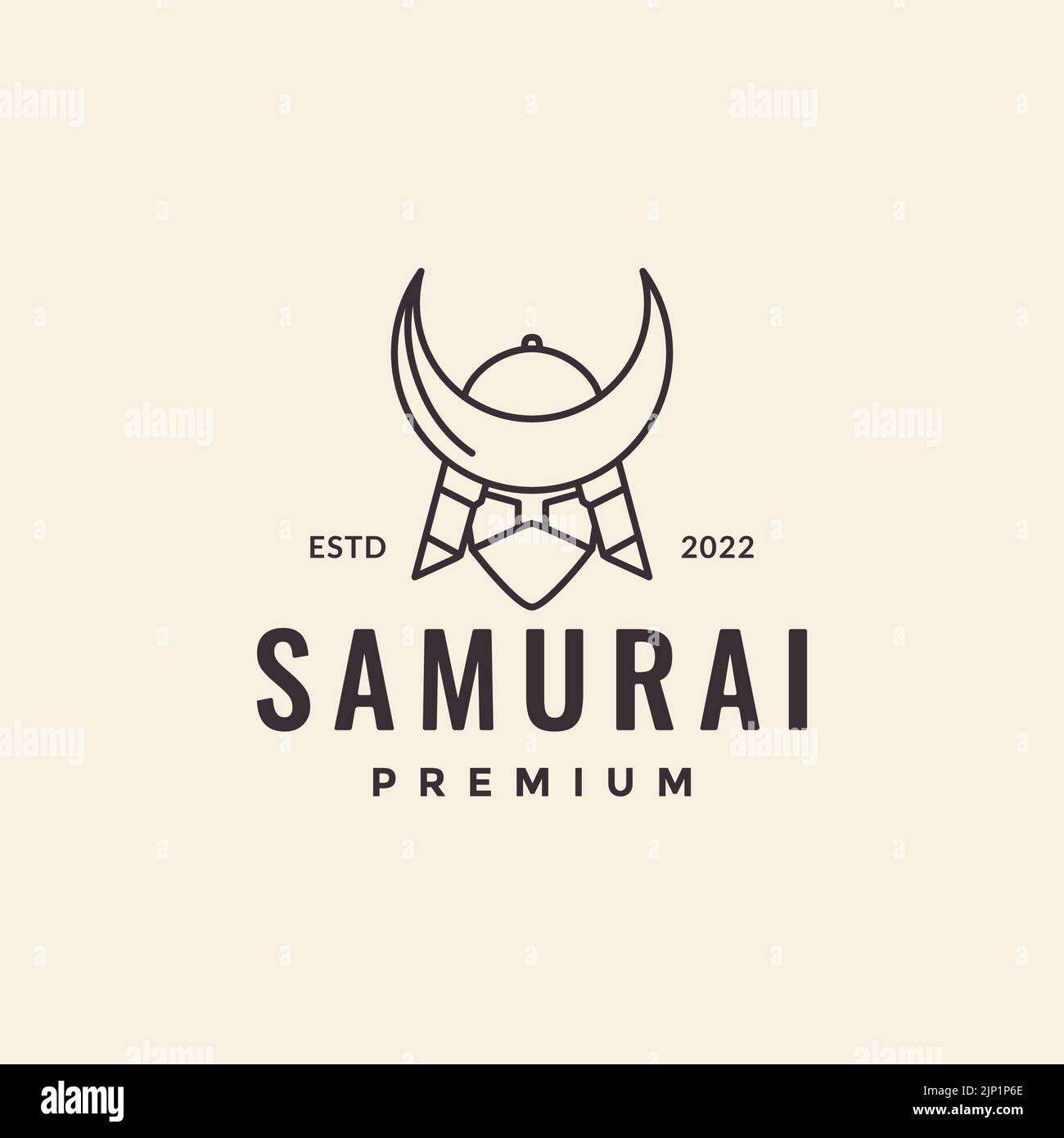 logo casque hipster samouraï Illustration de Vecteur