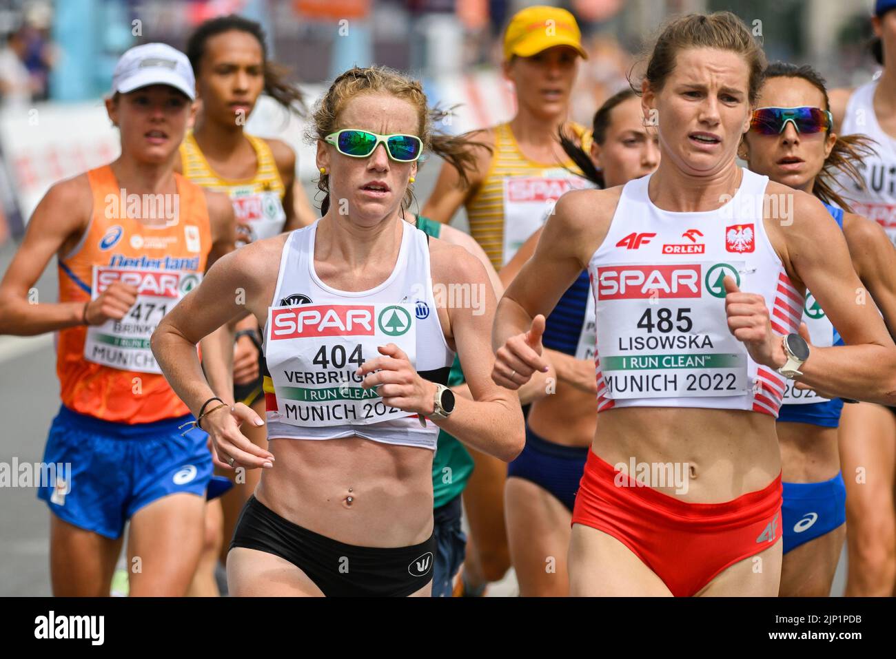 Munich, Allemagne. 15th août 2022. Hanne Verbruggen Belge photographiée en action lors de la course de marathon féminin le premier jour des Championnats d'Europe d'athlétisme, à Munich 2022, en Allemagne, le lundi 15 août 2022. La deuxième édition des Championnats d'Europe a lieu du 11 au 22 août et comporte neuf sports. BELGA PHOTO ERIC LALMAND crédit: Belga News Agency/Alay Live News Banque D'Images