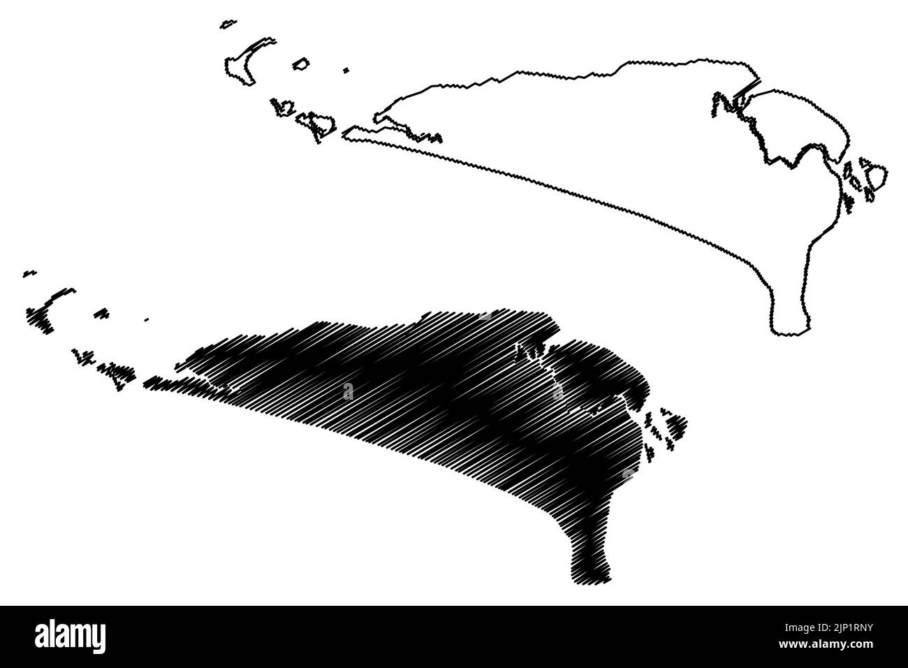 Illustration vectorielle de la carte des îles Sherbro et Turtle (République de Sierra Leone, Salone, Océan Atlantique), croquis à tracer carte de l'île Bonthe Illustration de Vecteur