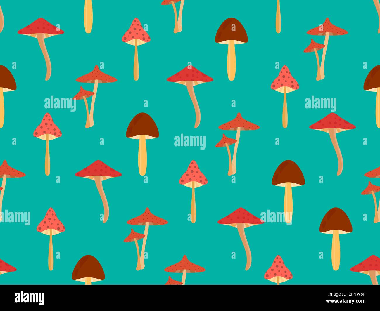 Motif de champignons de tabouret sans couture. Champignons avec bouchons rouges. Champignons de tabouret toxiques non comestibles. Design pour affiches, bannières et promotion i Illustration de Vecteur