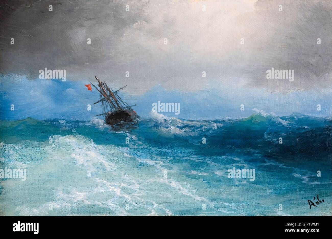 Ivan Aivazovsky peinture, Gathering Storm, huile sur toile, 1899 Banque D'Images