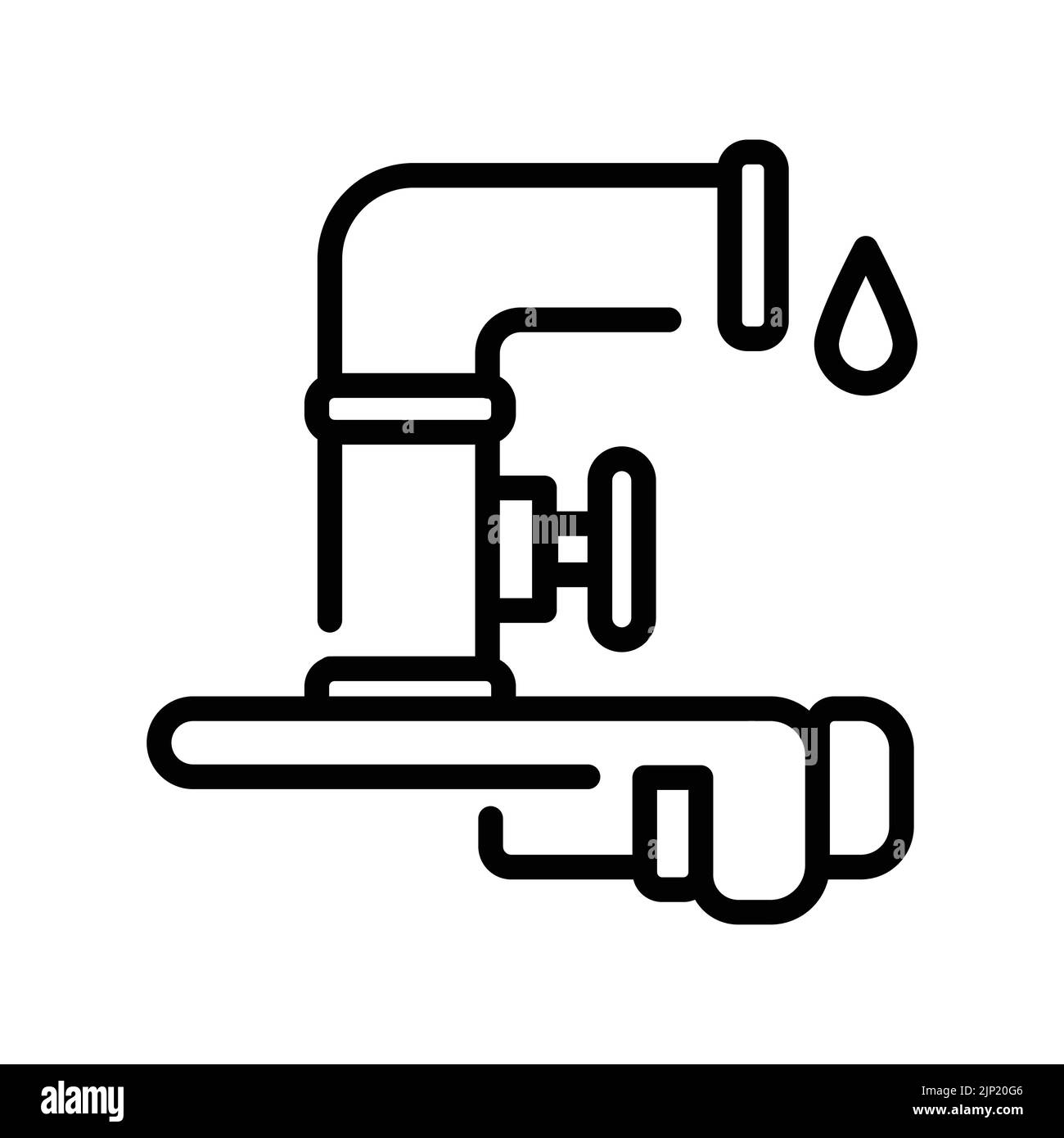 Icône de la ligne noire de l'installation d'alimentation en eau. Pictogramme pour page Web Illustration de Vecteur