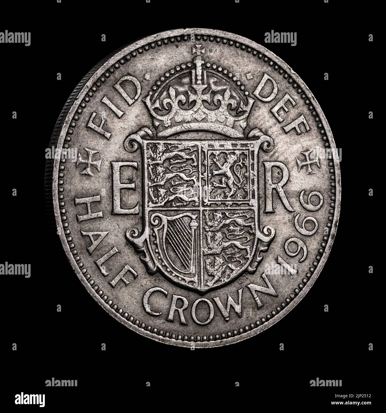 1966 Reine Elizabeth II demi-couronne avec Patina - inversée Banque D'Images