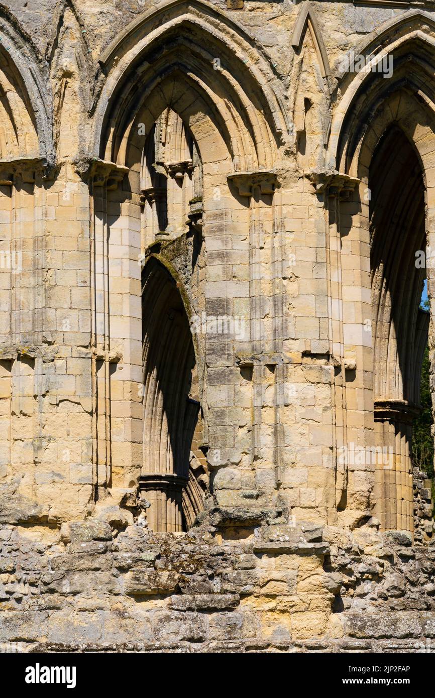 Abbaye de Rievaulx, Abbaye de la vallée de Rye, ruines près de Helmsley, Yorkshire du Nord, Angleterre. Banque D'Images