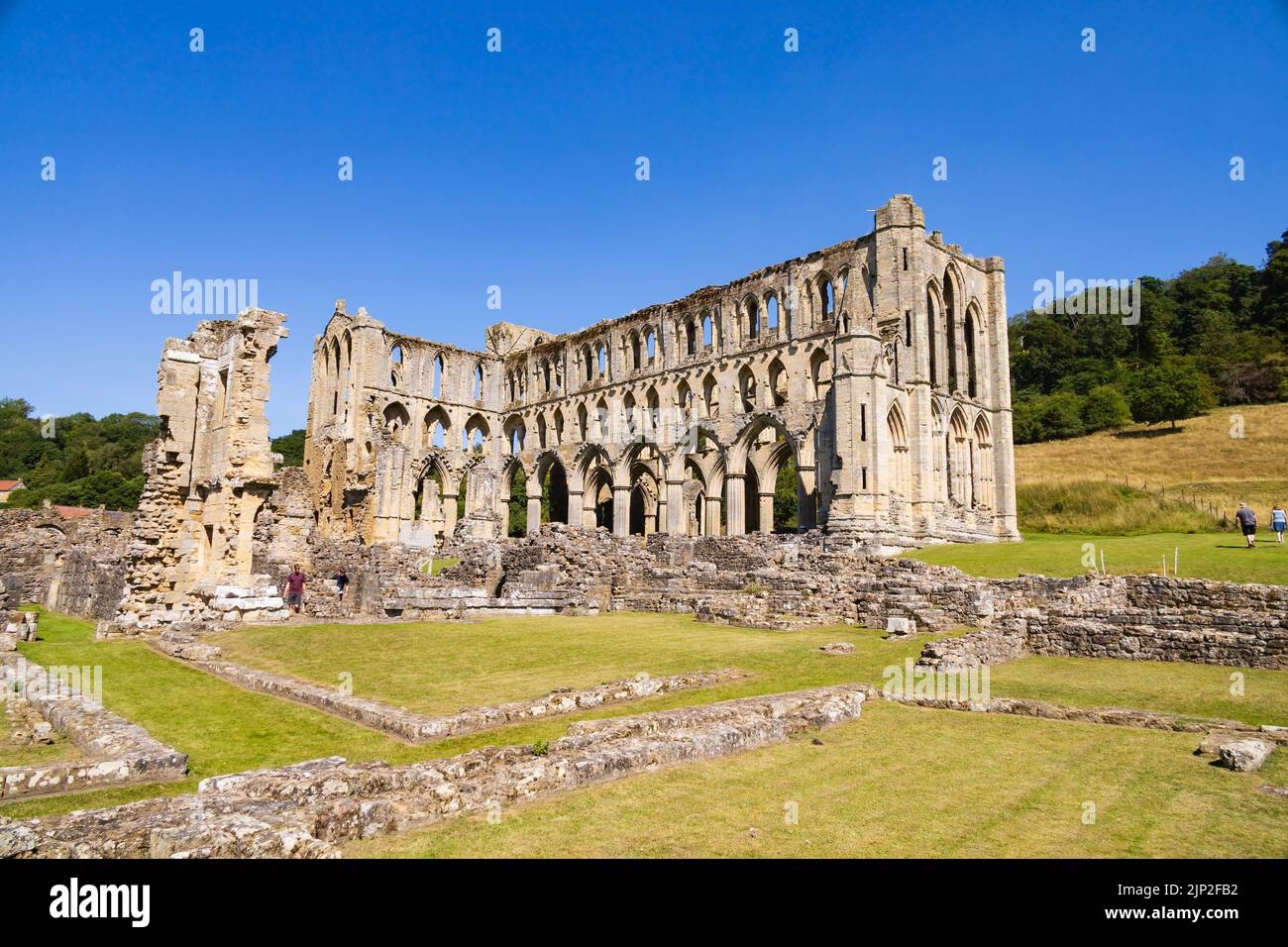 Abbaye de Rievaulx, Abbaye de la vallée de Rye, ruines près de Helmsley, Yorkshire du Nord, Angleterre. Banque D'Images