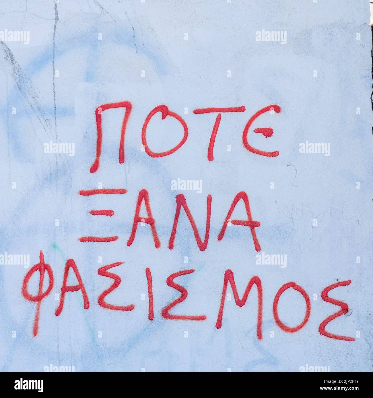 Antifa graffiti, Thassos, Macédoine, Nord-est de la France Banque D'Images