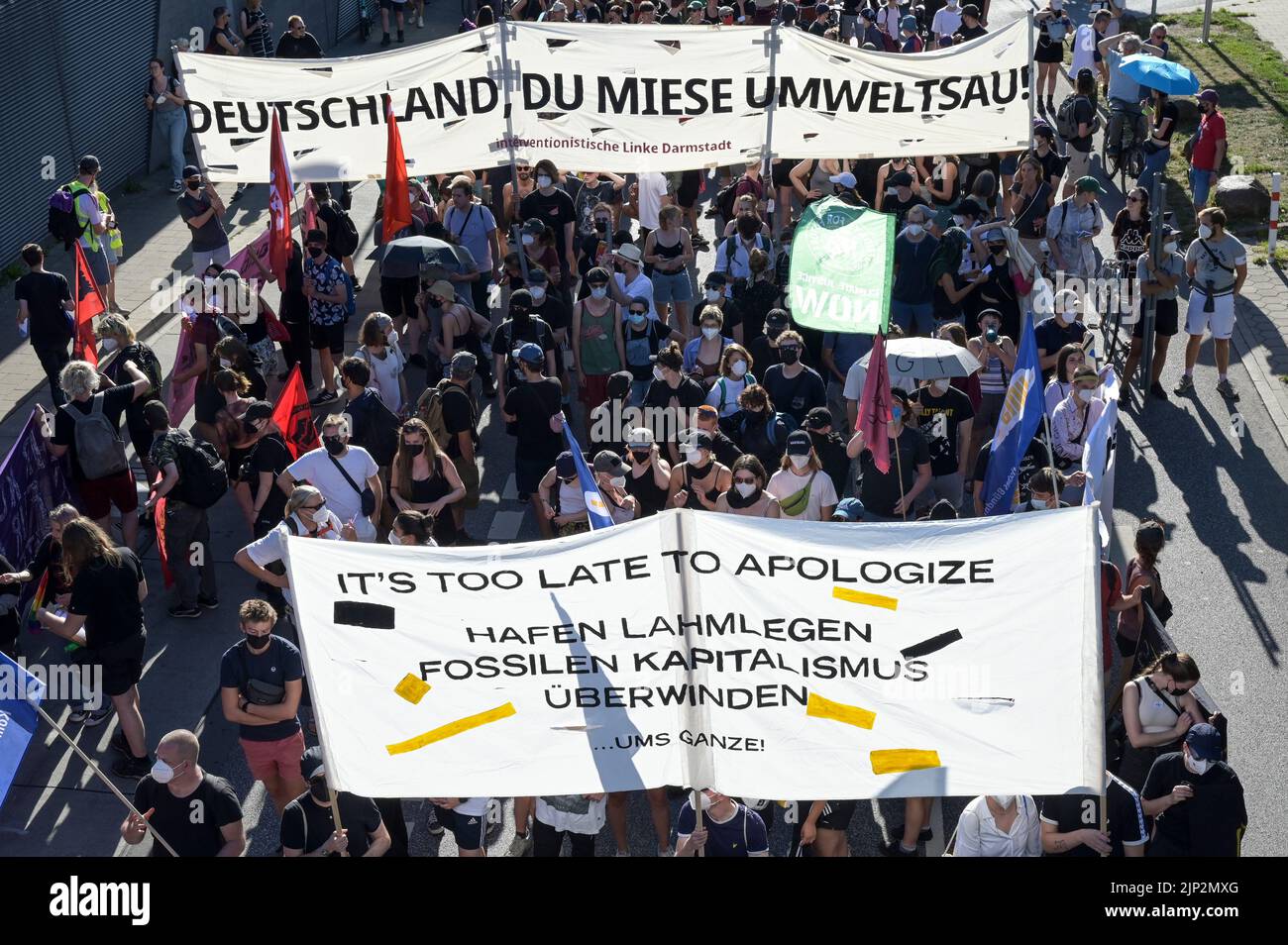 ALLEMAGNE, Hambourg, climatecamp 2022, rassemblement pour la protection du climat et la justice climatique et contre les combustibles fossiles comme le GNL gaz naturel fracturer le pétrole de charbon nucléaire Banque D'Images