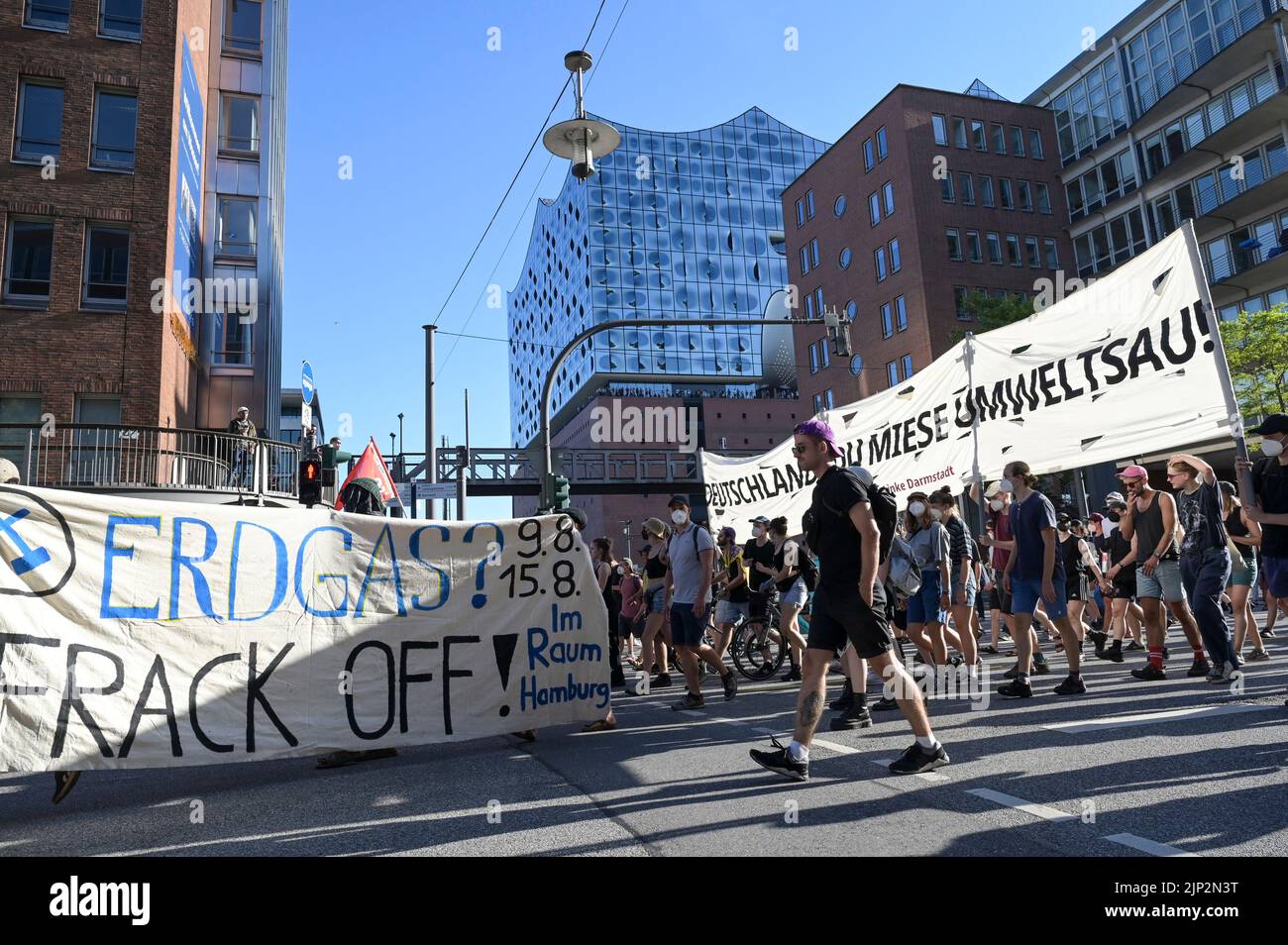 ALLEMAGNE, Hambourg, climatecamp 2022, rassemblement pour la protection du climat et la justice climatique et contre les combustibles fossiles comme le GNL gaz naturel fracturer le pétrole de charbon nucléaire Banque D'Images