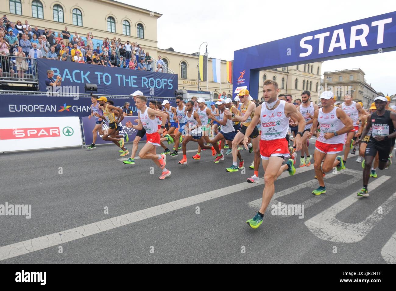 Ligne de départ du marathon pour Homme. Championnats d'Europe Munich 2022 Banque D'Images