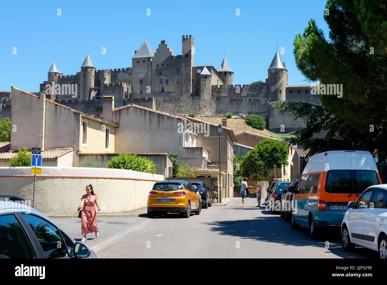 Citadelle de Carcassonne en France. Banque D'Images