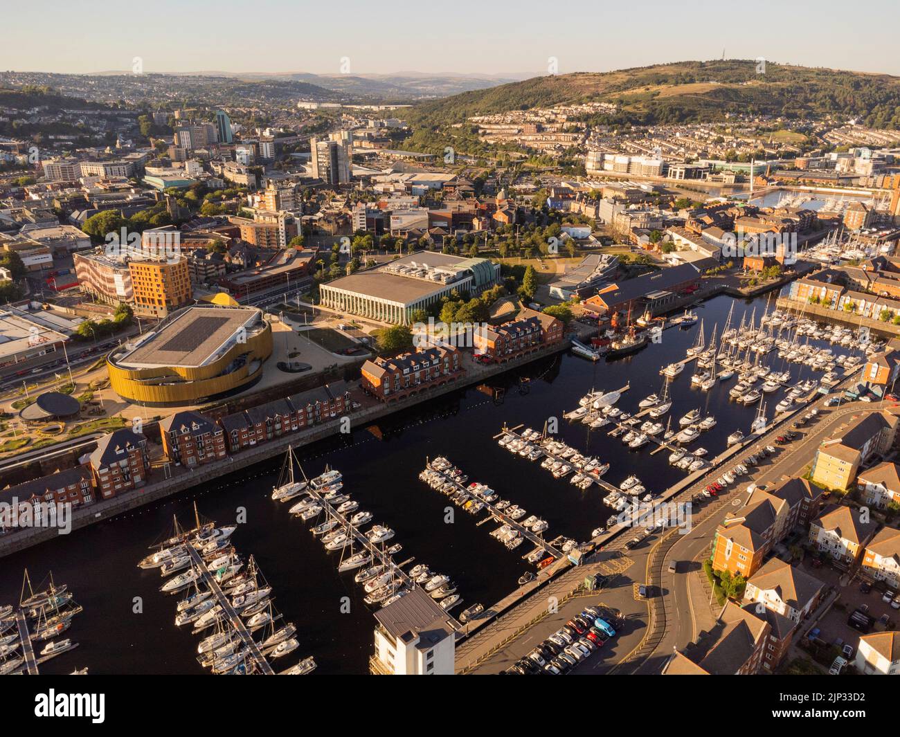 Vues aériennes de la nouvelle Swansea Arena août 2022 Banque D'Images