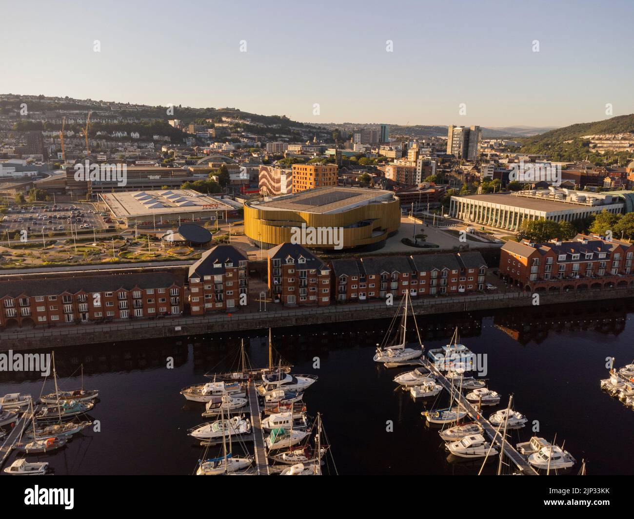 Vues aériennes de la nouvelle Swansea Arena août 2022 Banque D'Images