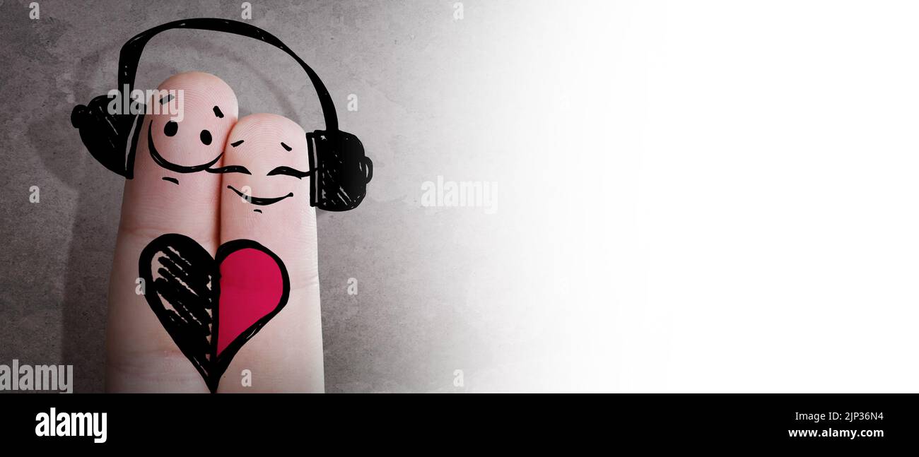 couple, ensemble, musique d'écoute, musikgeschmack, paires, des toéthers, des musiques d'écoute Banque D'Images