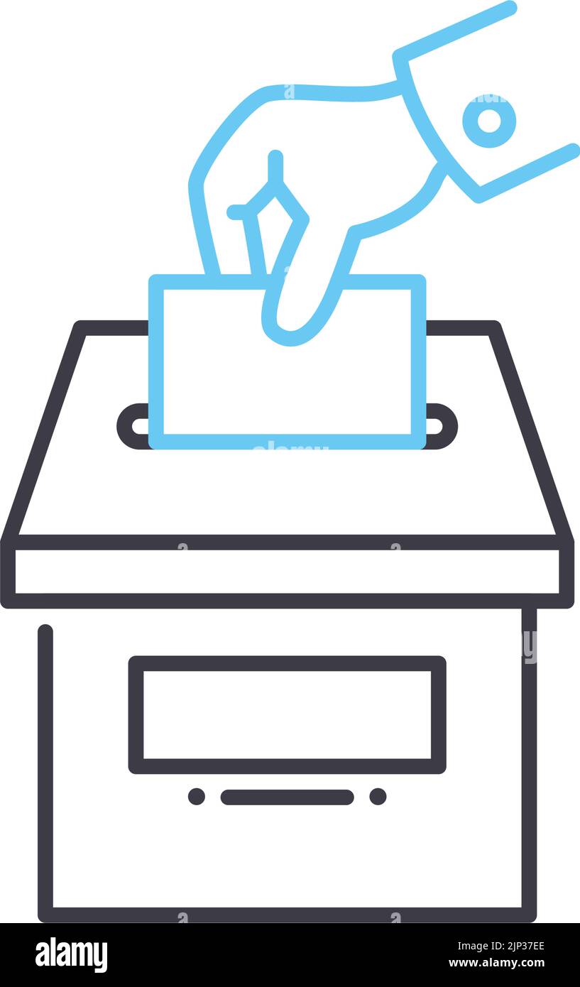 icône de ligne de la boîte de vote, symbole de contour, illustration vectorielle, signe de concept Illustration de Vecteur