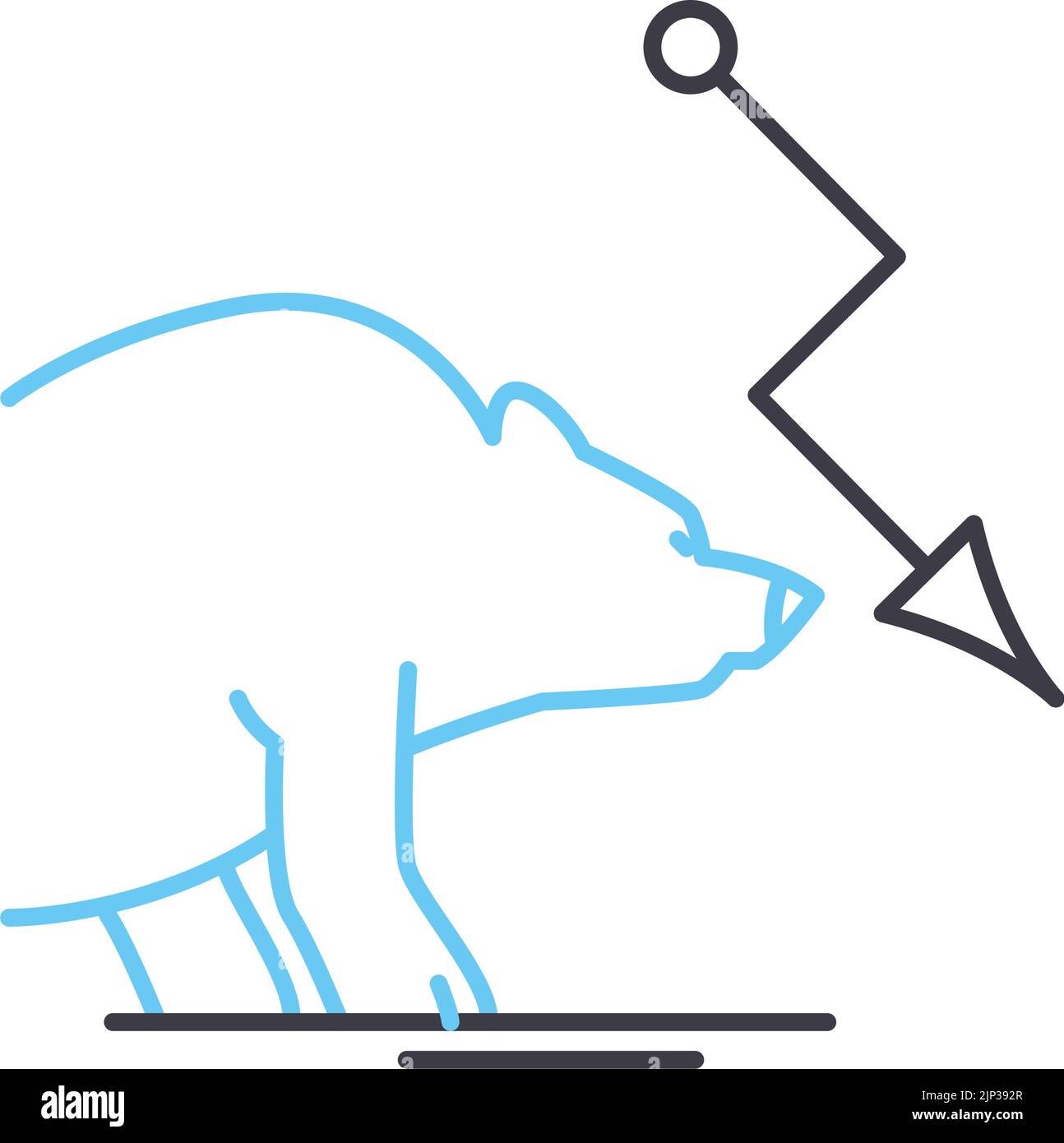 icône de ligne de tendance d'ours, symbole de contour, illustration vectorielle, signe de concept Illustration de Vecteur