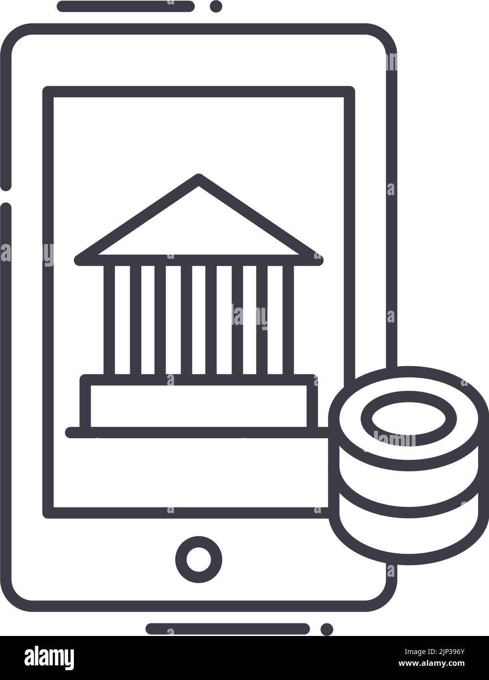 icône de ligne de paiement par chèque bancaire, symbole de contour, illustration vectorielle, signe concept Illustration de Vecteur