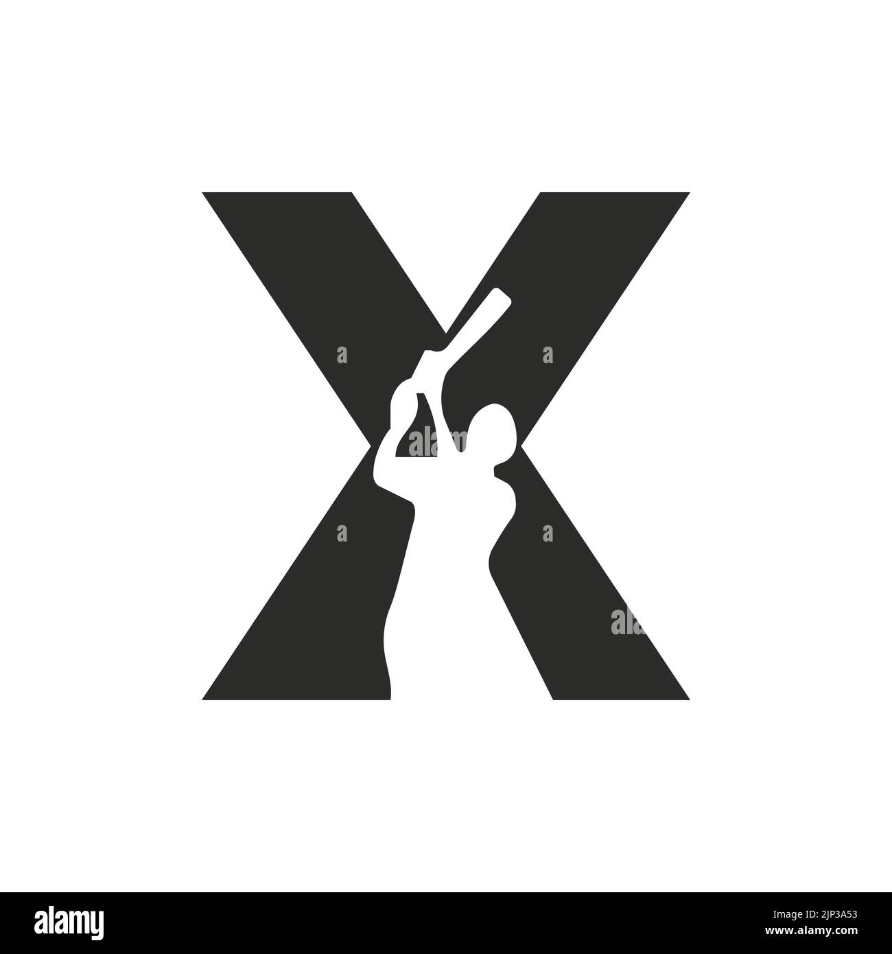 Lettre X Cricket Batsman logo Design signe vectoriel. Logo du club de cricket Illustration de Vecteur