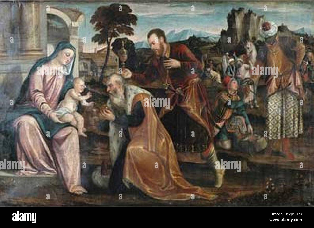 L'Epiphanie ou Adoration des Mages par Bonifacio Veronese Banque D'Images