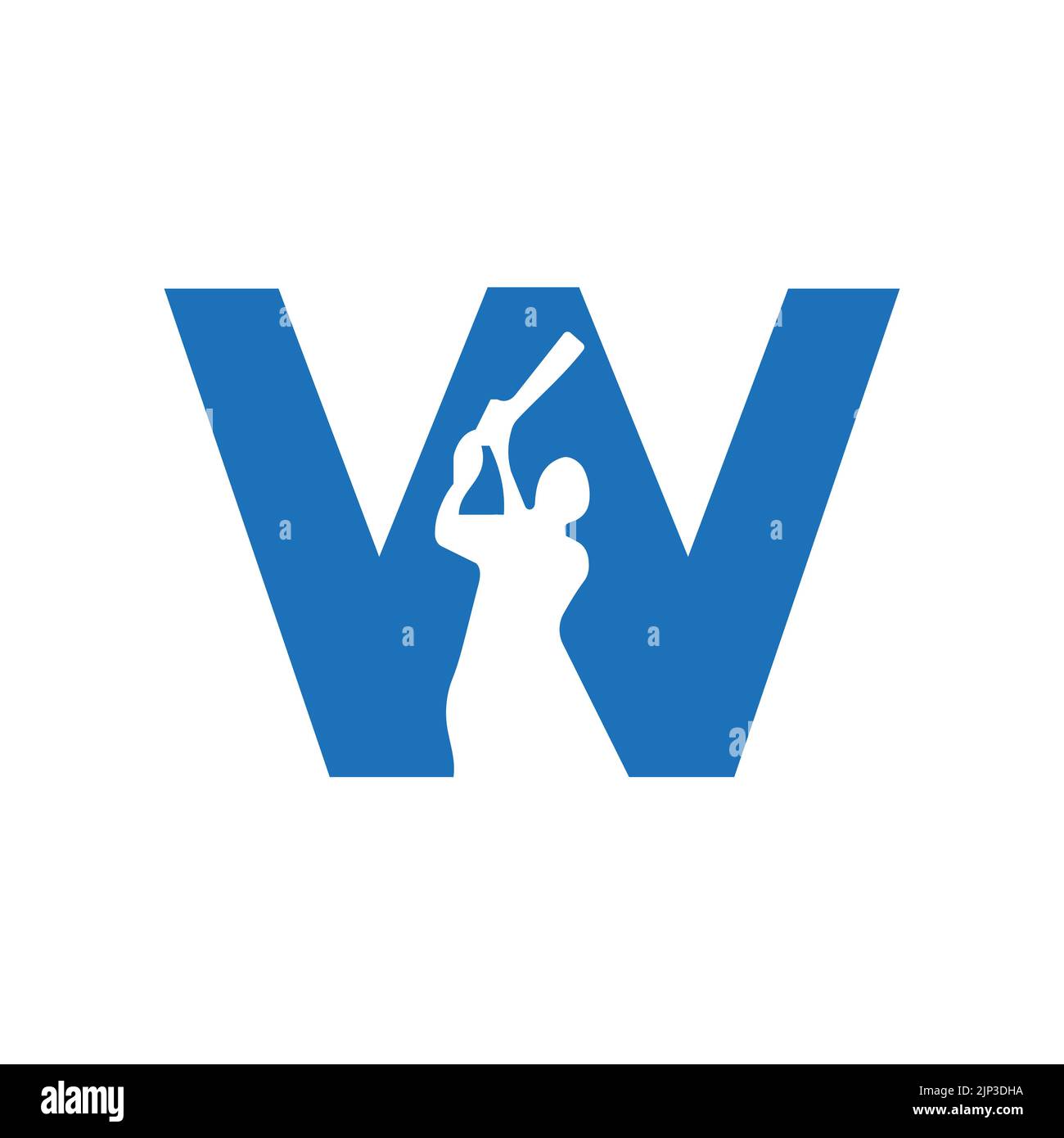 Lettre W Cricket Batsman logo Design signe vectoriel. Logo du club de cricket Illustration de Vecteur