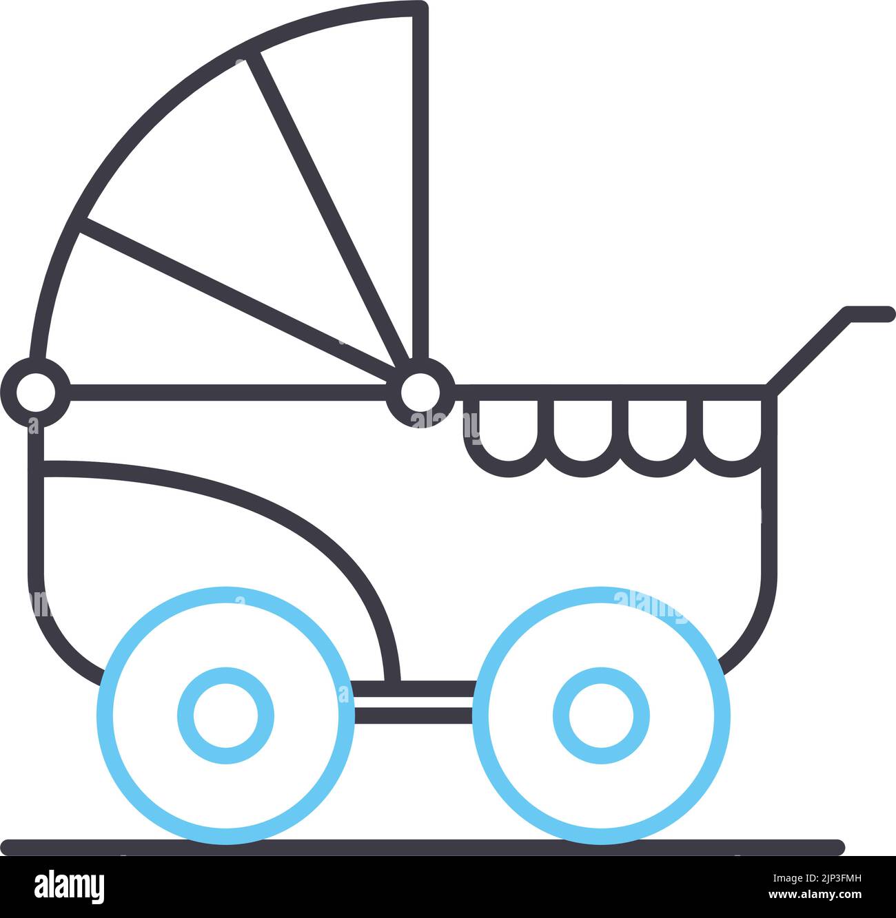 icône de ligne de poussette pour bébé, symbole de contour, illustration vectorielle, signe de concept Illustration de Vecteur