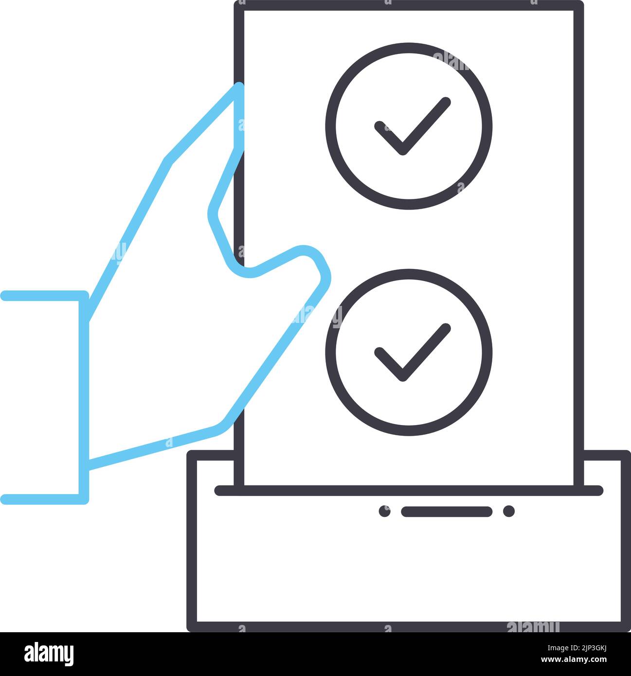 icône de ligne de vote, symbole de contour, illustration vectorielle, signe de concept Illustration de Vecteur