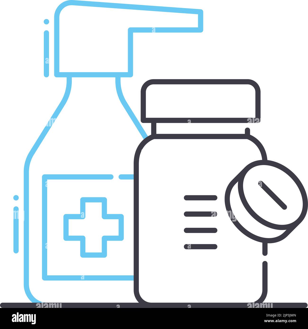 icône de ligne de pilules antibiotiques, symbole de contour, illustration de vecteur, signe de concept Illustration de Vecteur