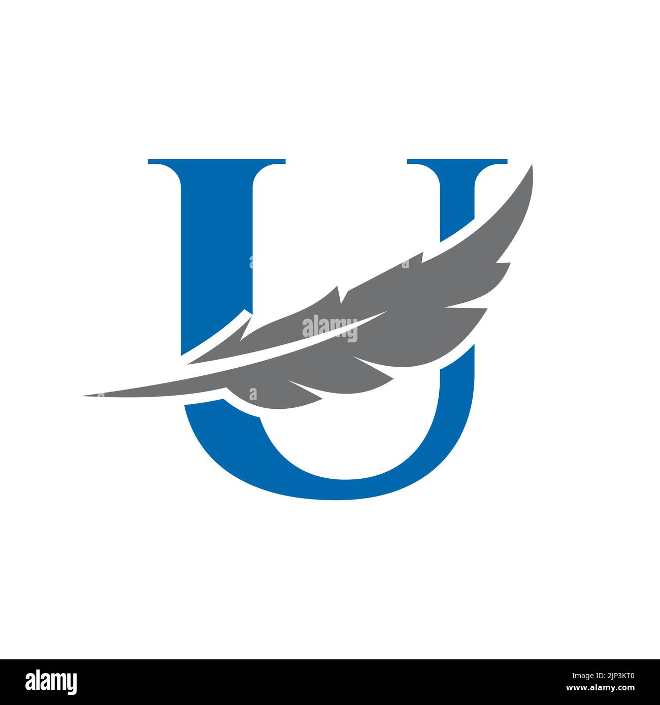 Modèle vectoriel avec logo lettre U. Logo de la loi symbole plumes d'oiseau Illustration de Vecteur