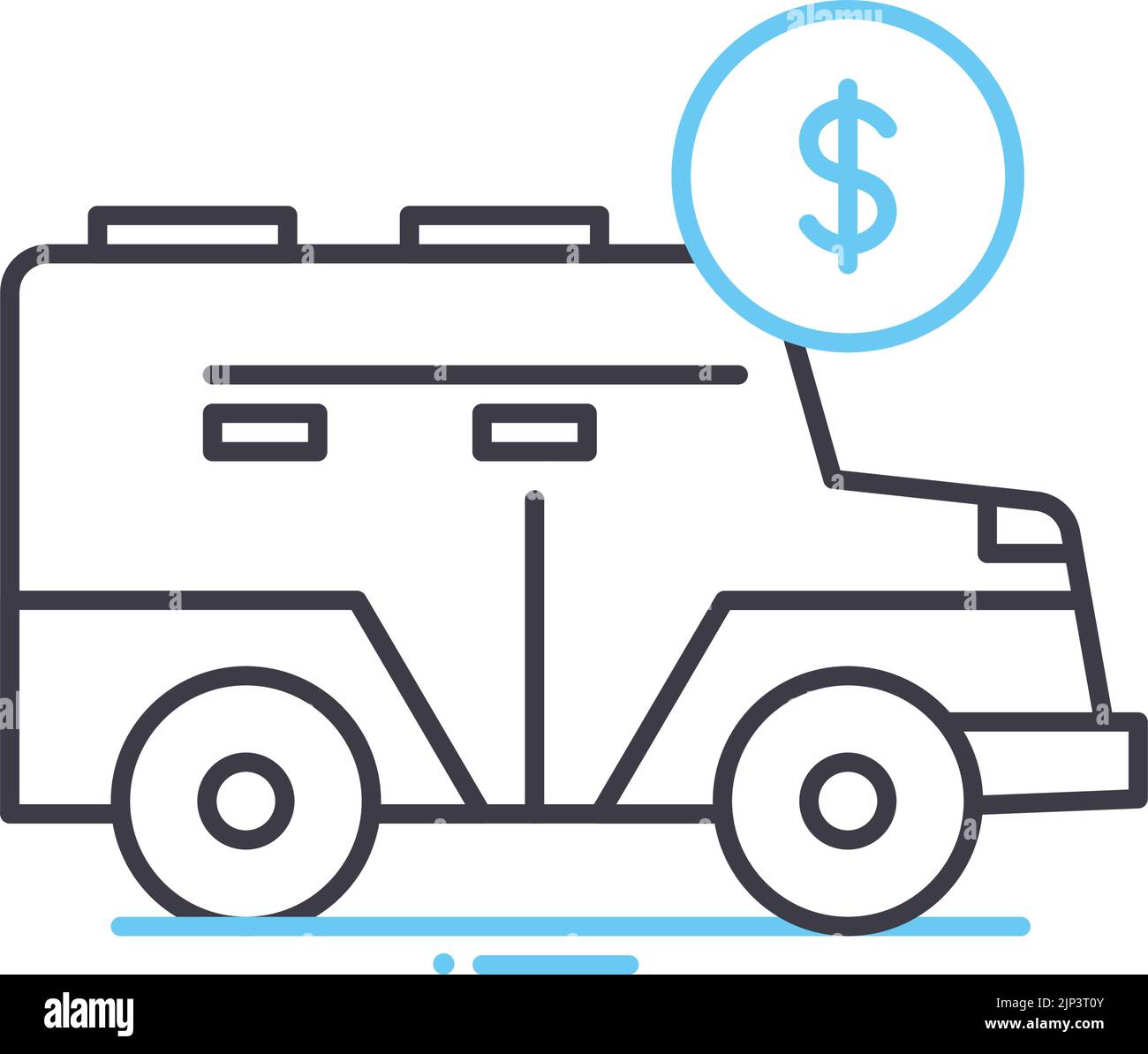 icône de ligne de chariot de banque, symbole de contour, illustration vectorielle, signe de concept Illustration de Vecteur