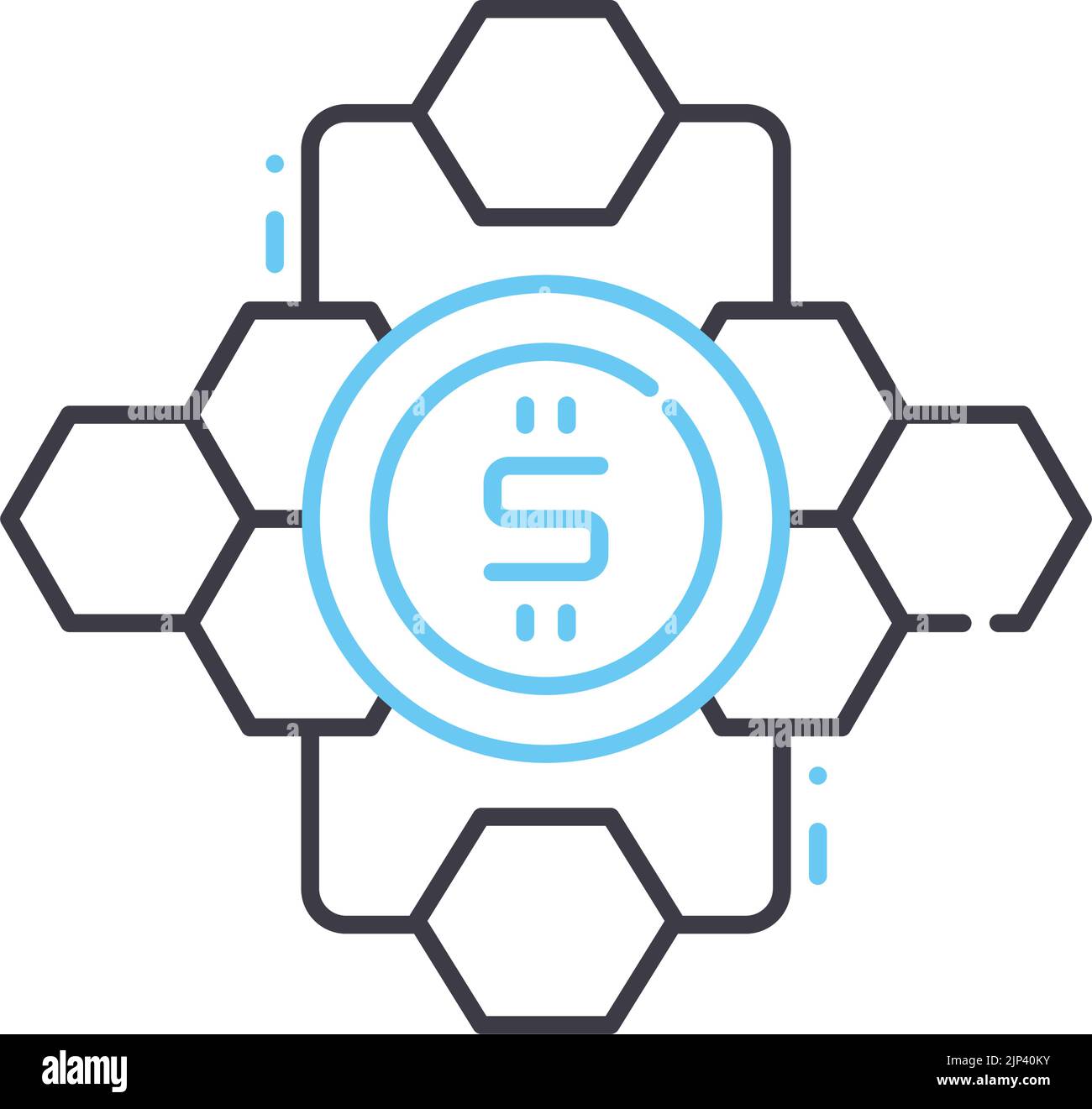 icône de ligne de blockchain, symbole de contour, illustration vectorielle, signe de concept Illustration de Vecteur