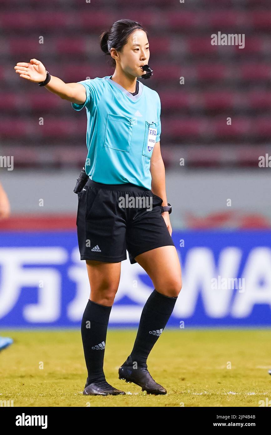 San José, Costa Rica. 14th août 2022. San José, Costa Rica, 14 août 2022: Arbitre Yu-Jeong Kim (KOR) lors de la coupe du monde FIFA U20 Womens Costa Rica 2022 match de football entre les Etats-Unis et les pays-Bas à l'Estadio Nacional à San José, Costa Rica. (Daniela Porcelli/SPP) crédit: SPP Sport presse photo. /Alamy Live News Banque D'Images