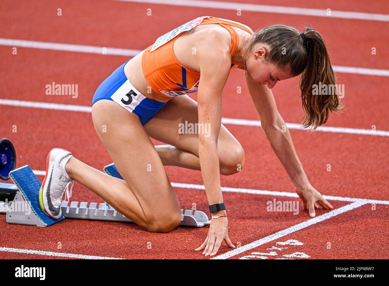 MUNCHEN, ALLEMAGNE - AOÛT 15: Eveline Saalberg des pays-Bas en compétition pour les femmes 400m aux Championnats d'Europe Munich 2022 à l'Olympiastadion on sur 15 août 2022 à Munchen, Allemagne (photo par Andy Astfalck/BSR Agency) Banque D'Images