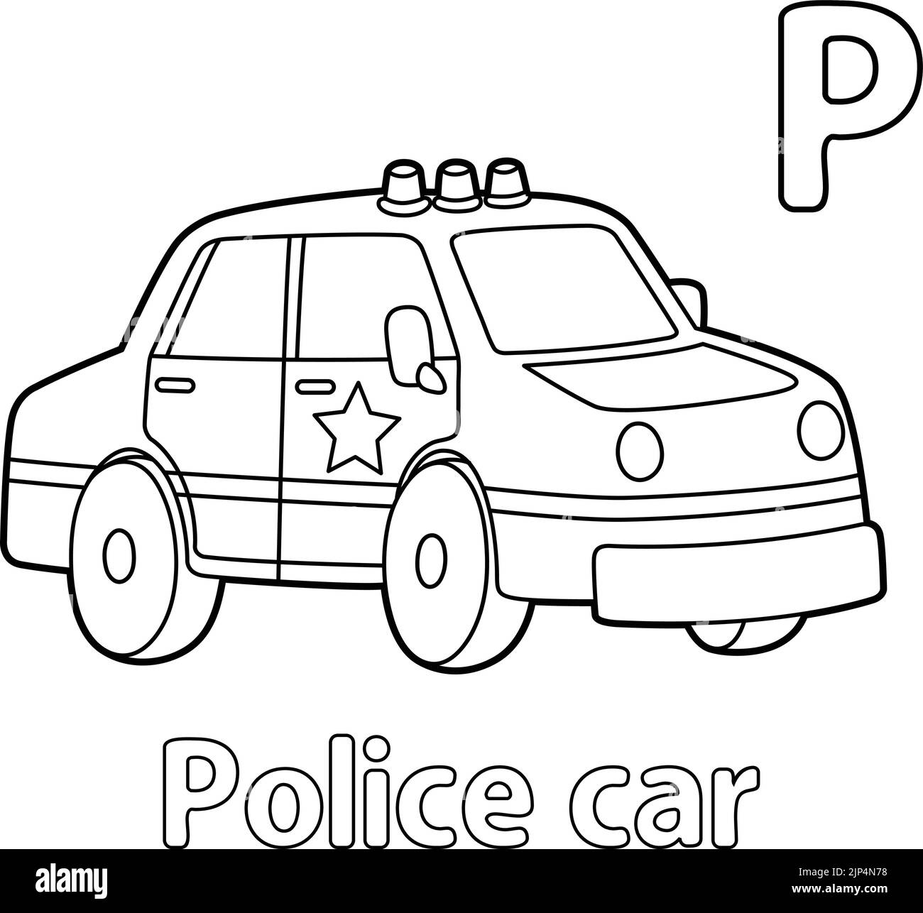 Voiture de police Alphabet ABC coloriage page P Illustration de Vecteur