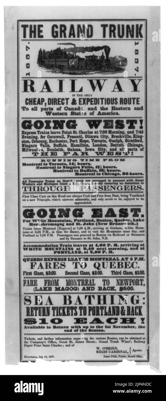 Le Grand Trunk Railway est le seul bon marché, rapide et direct à vélo à toutes les régions du Canada, et l'Est de l'ouest des États-Unis d'Amérique Banque D'Images