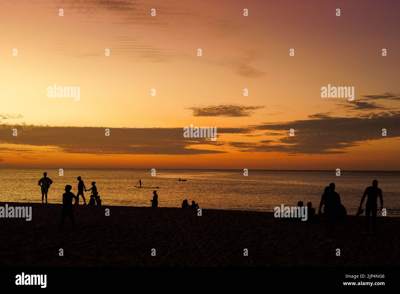Coucher de soleil sur la plage de Fortaleza Brésil Banque D'Images
