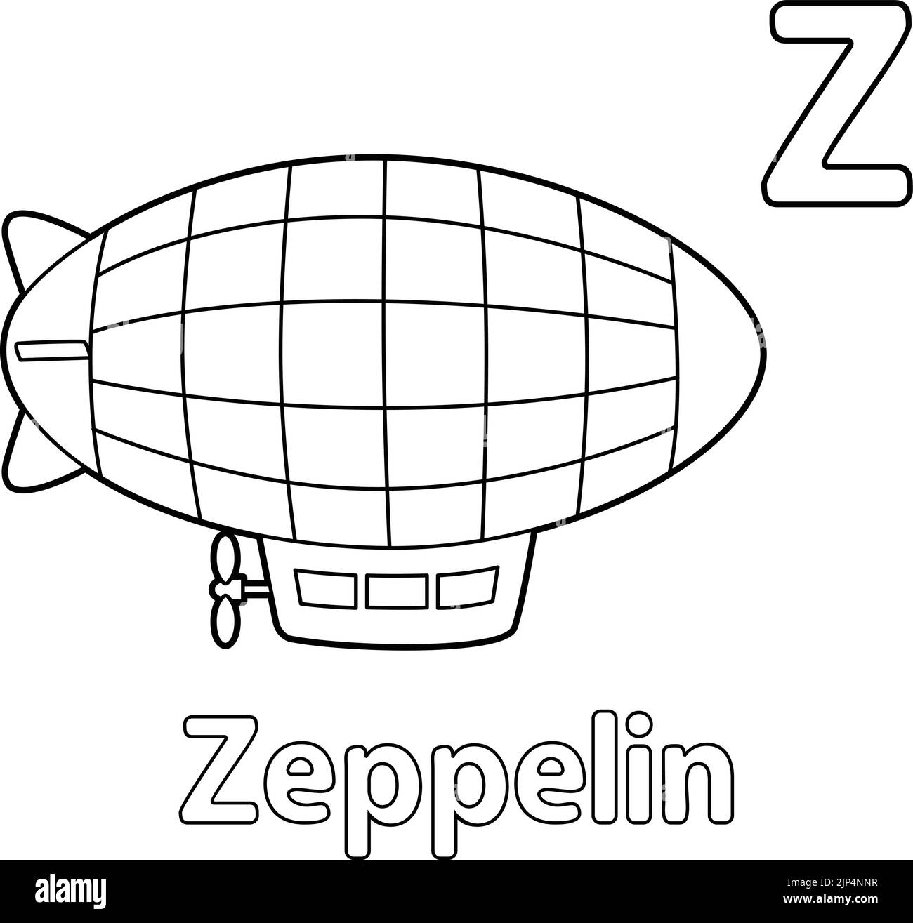 Zeppelin Alphabet ABC coloriage page Z Illustration de Vecteur