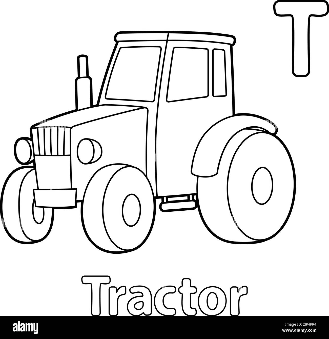 Tracteur Alphabet ABC coloriage page T Illustration de Vecteur