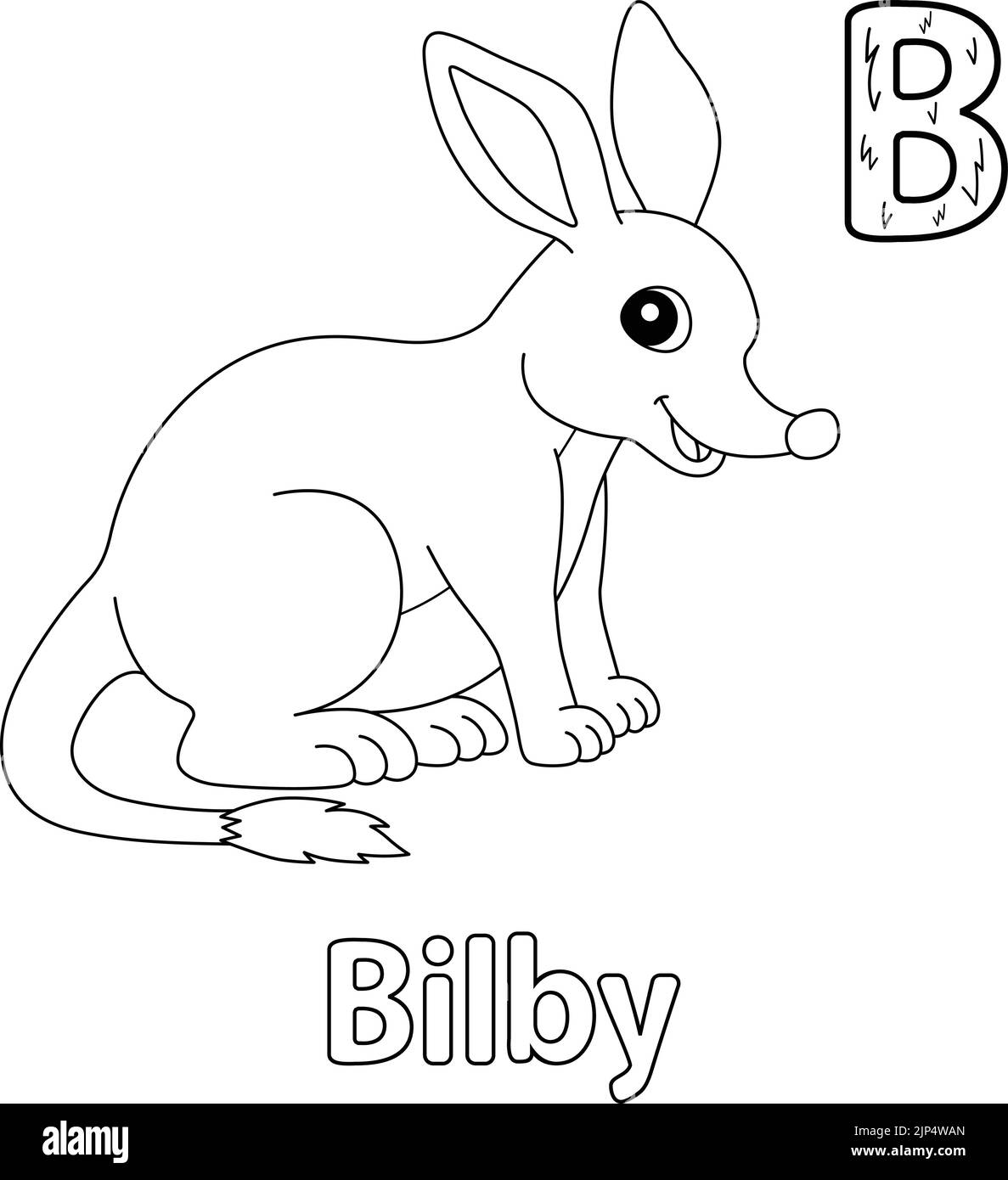 Bilby Alphabet ABC coloriage page B Illustration de Vecteur
