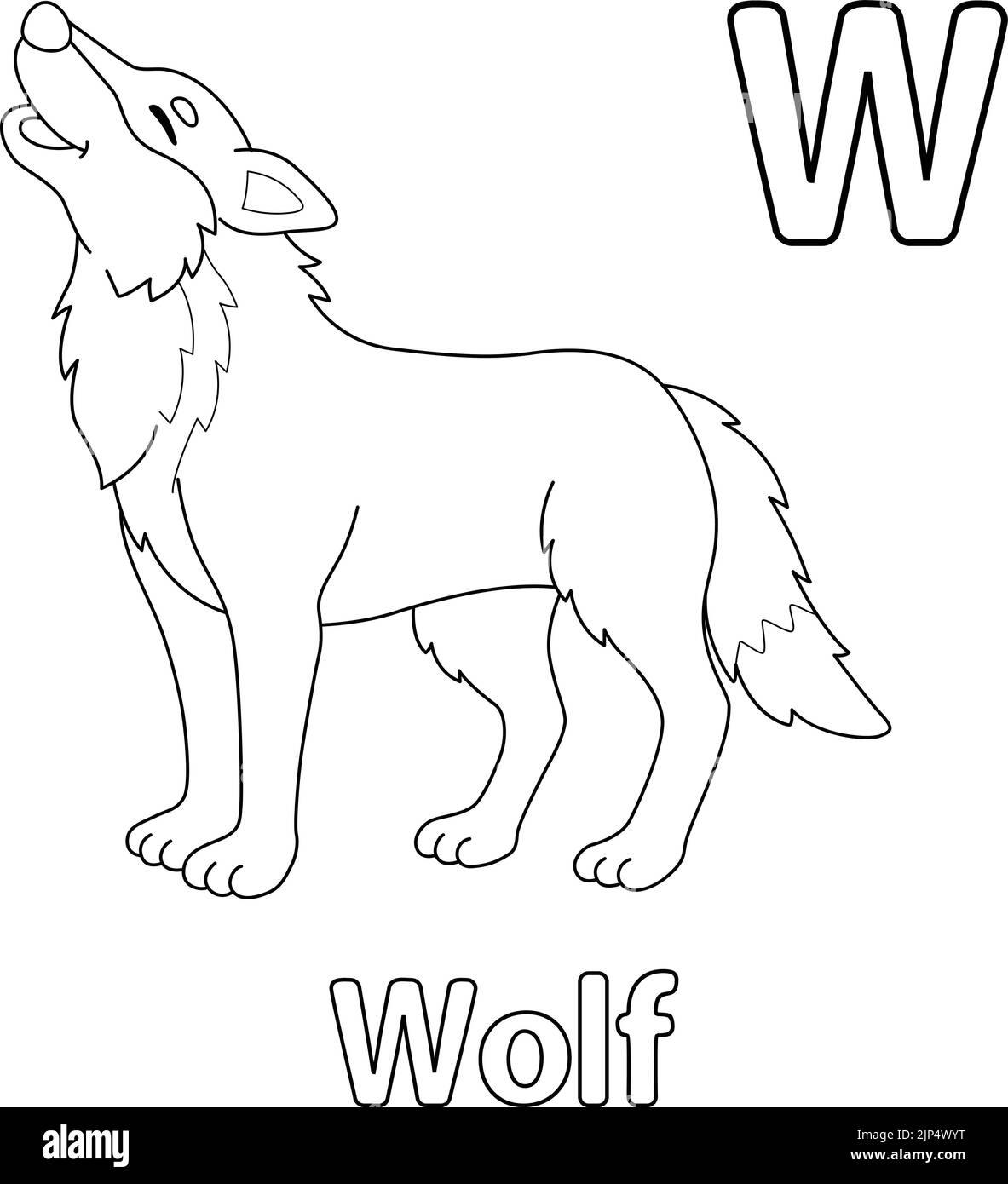 wolf Alphabet ABC coloriage page W Illustration de Vecteur