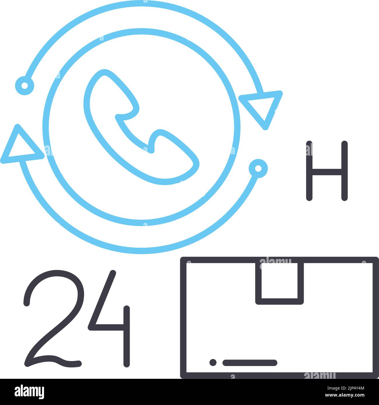 icône de ligne de 24 heures, symbole de contour, illustration vectorielle, signe de concept Illustration de Vecteur