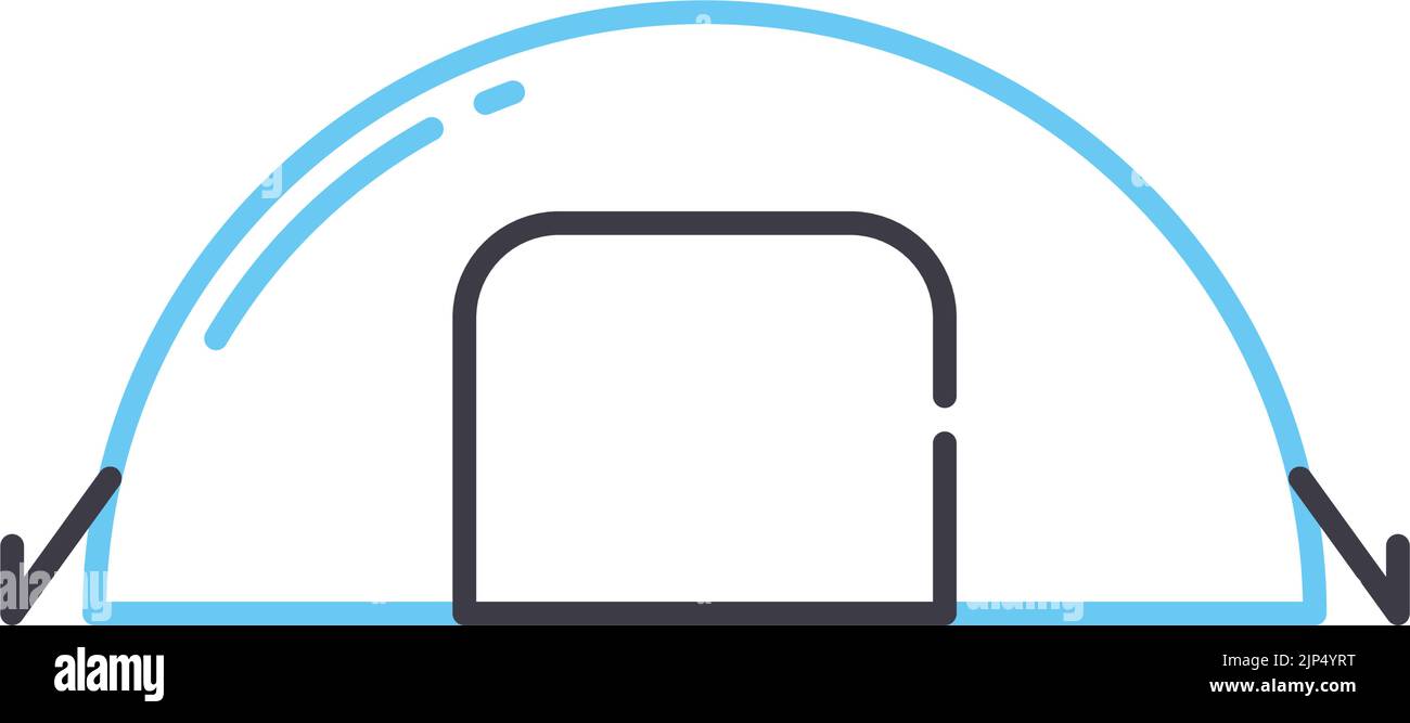 icône de ligne de tente de camping, symbole de contour, illustration vectorielle, signe de concept Illustration de Vecteur