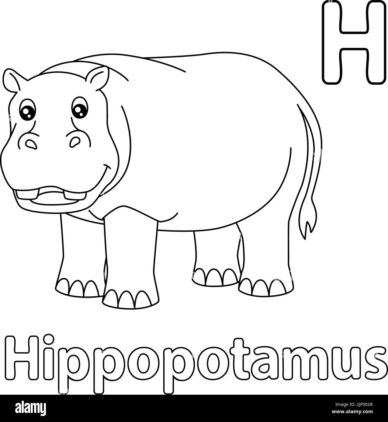 Hippo Alphabet ABC coloriage page H Illustration de Vecteur