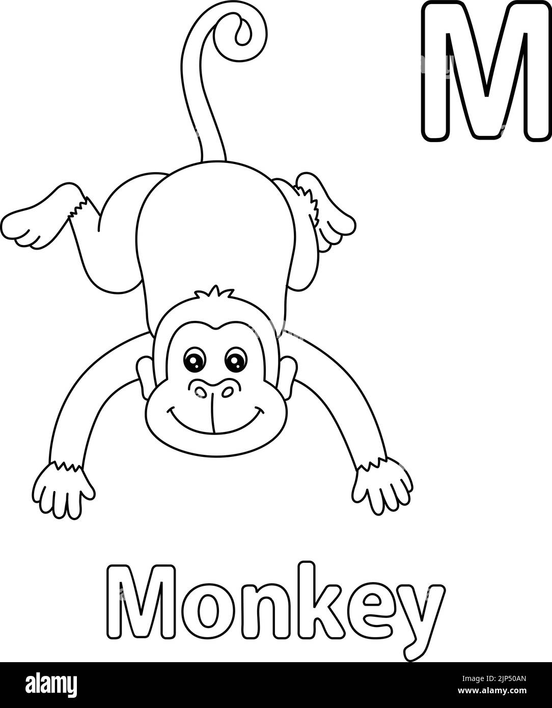 Monkey Alphabet ABC coloriage page M Illustration de Vecteur