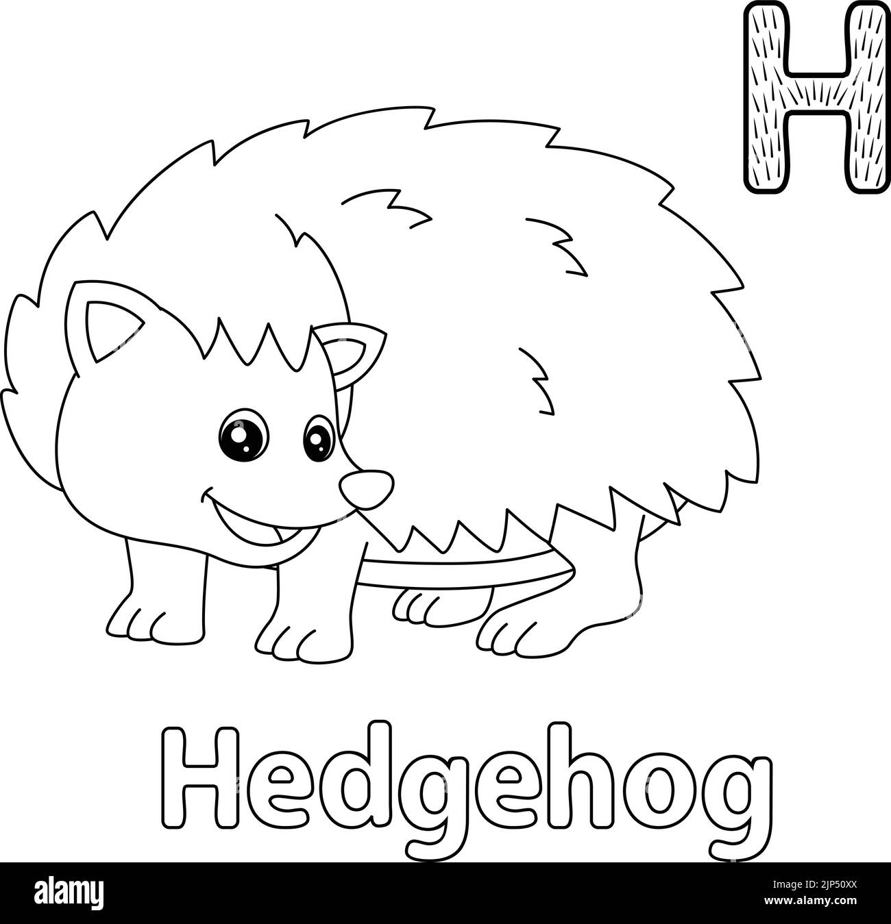 Hedgehog Alphabet ABC coloriage page H Illustration de Vecteur