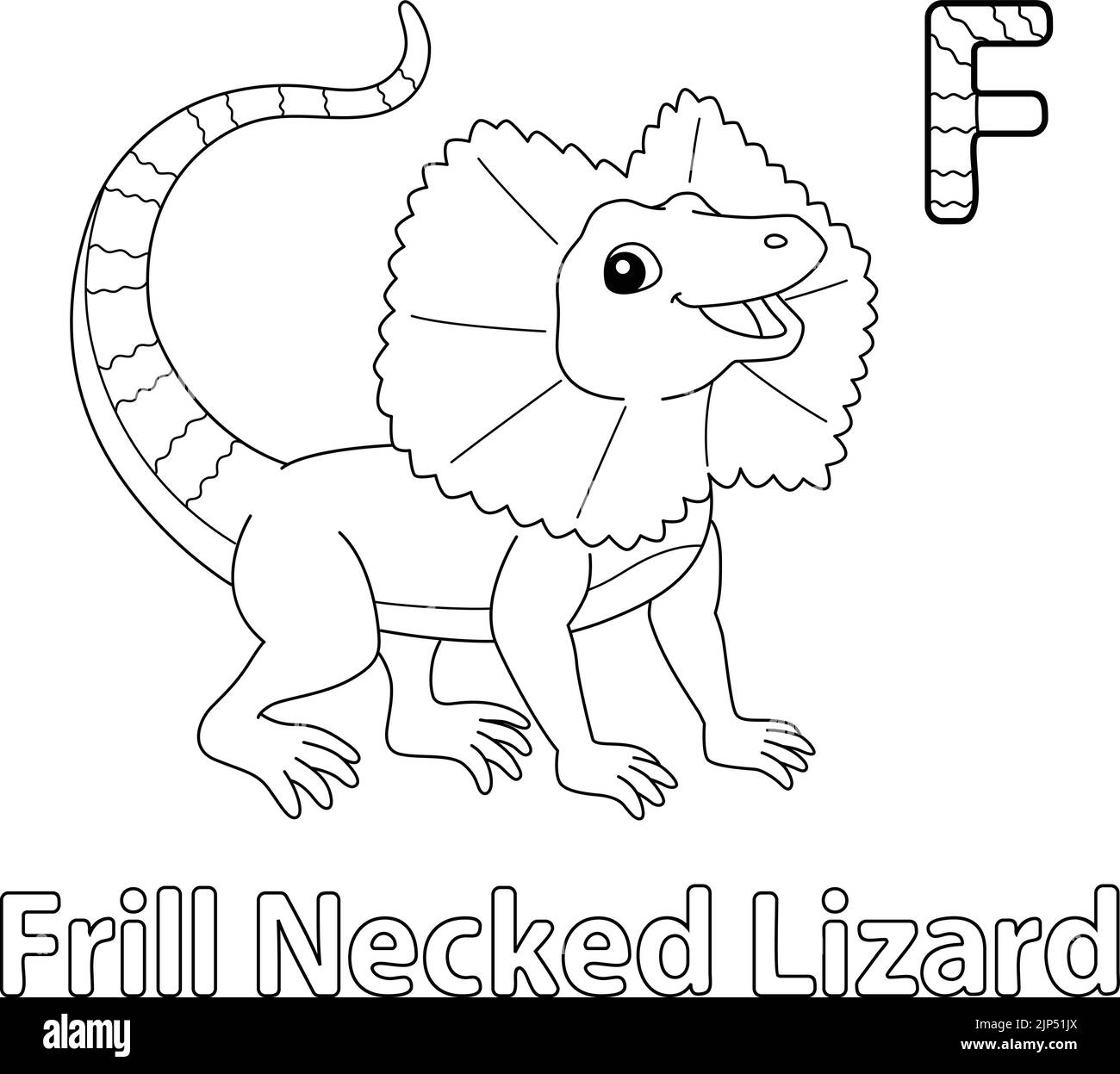 Lizard à col fritté Alphabet ABC coloriage page F Illustration de Vecteur