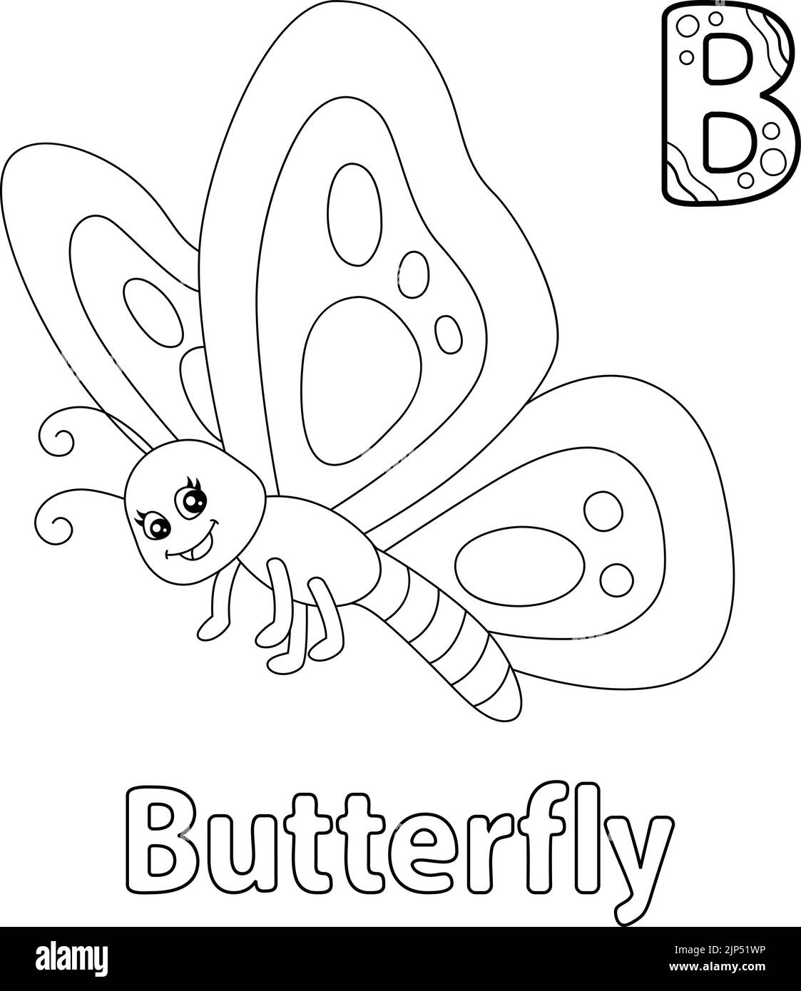 Papillon Alphabet ABC coloriage page B Illustration de Vecteur