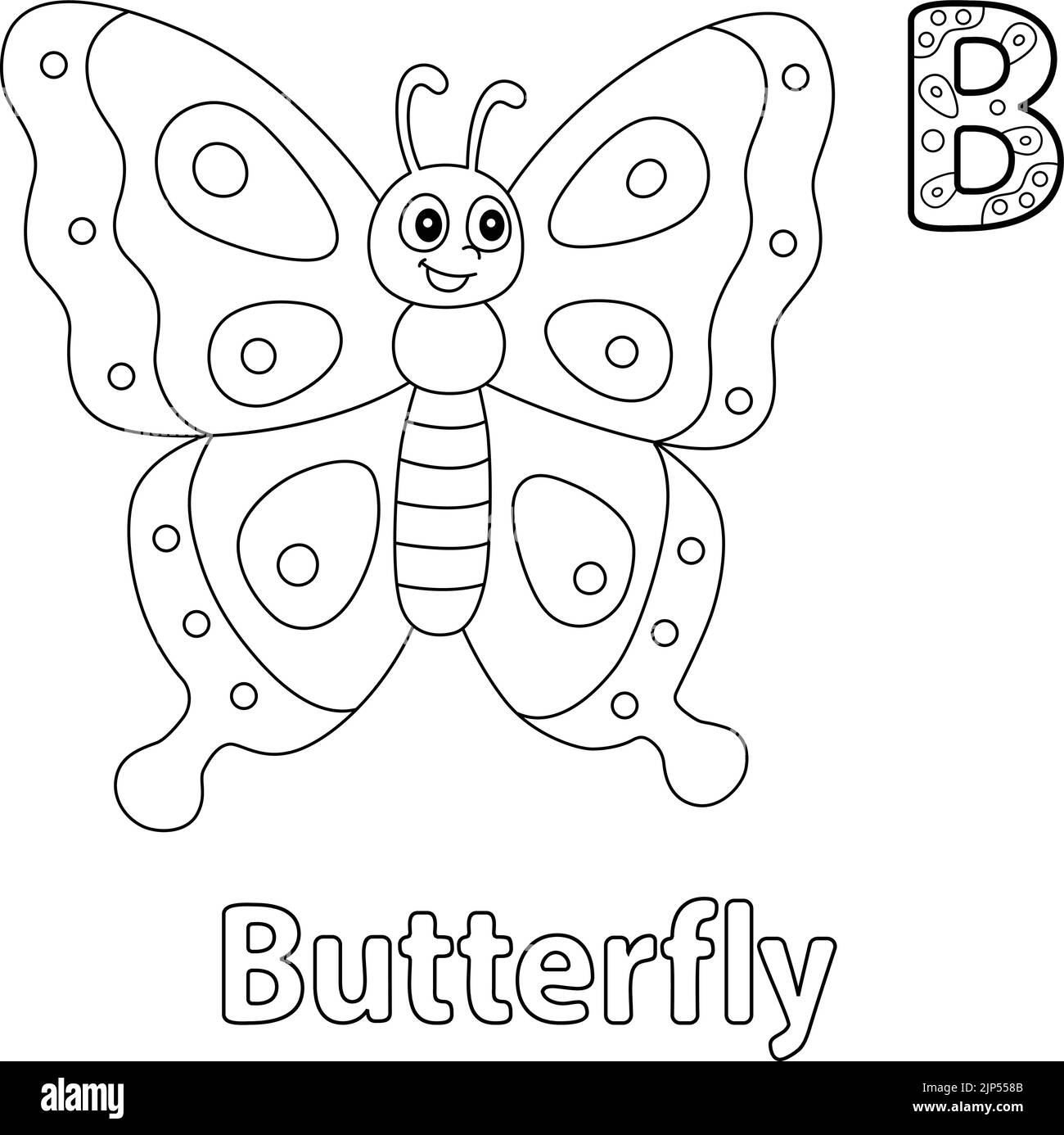 Papillon Alphabet ABC coloriage page B Illustration de Vecteur