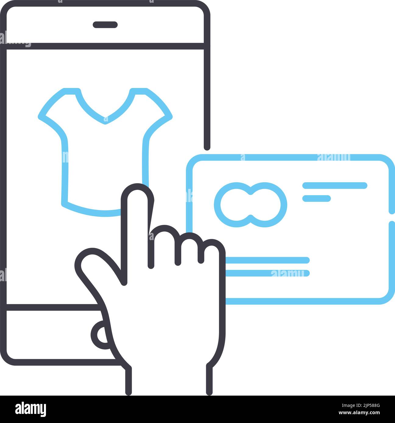 e-commerce et icône de ligne de paiement, symbole de contour, illustration vectorielle, signe de concept Illustration de Vecteur